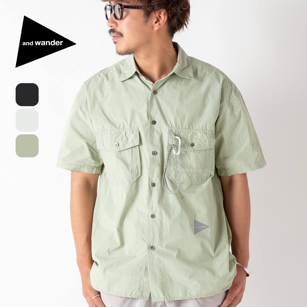 and wander アンドワンダー コーデュラタイプライターSSシャツ