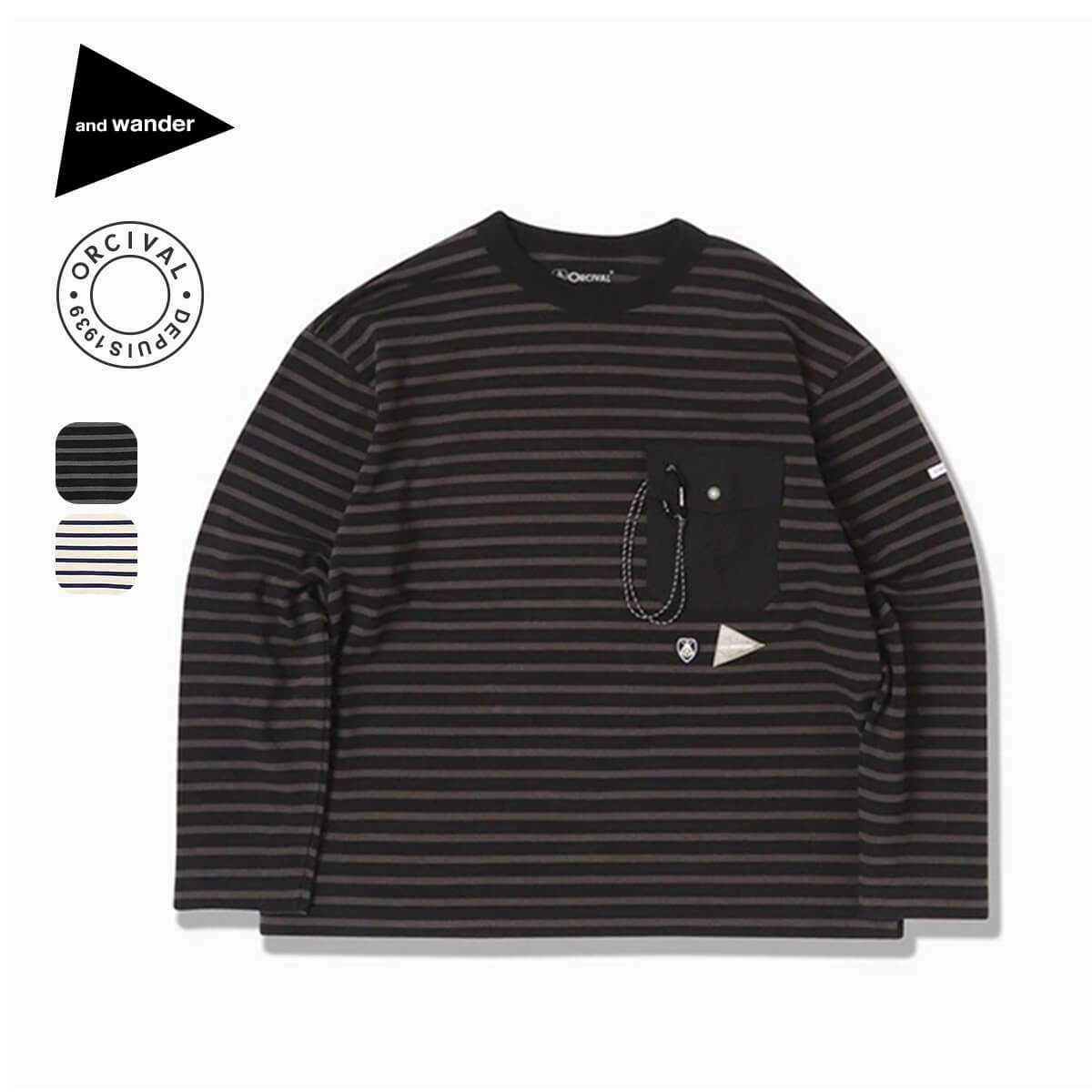 and wander アンドワンダー オーシバルL/S T