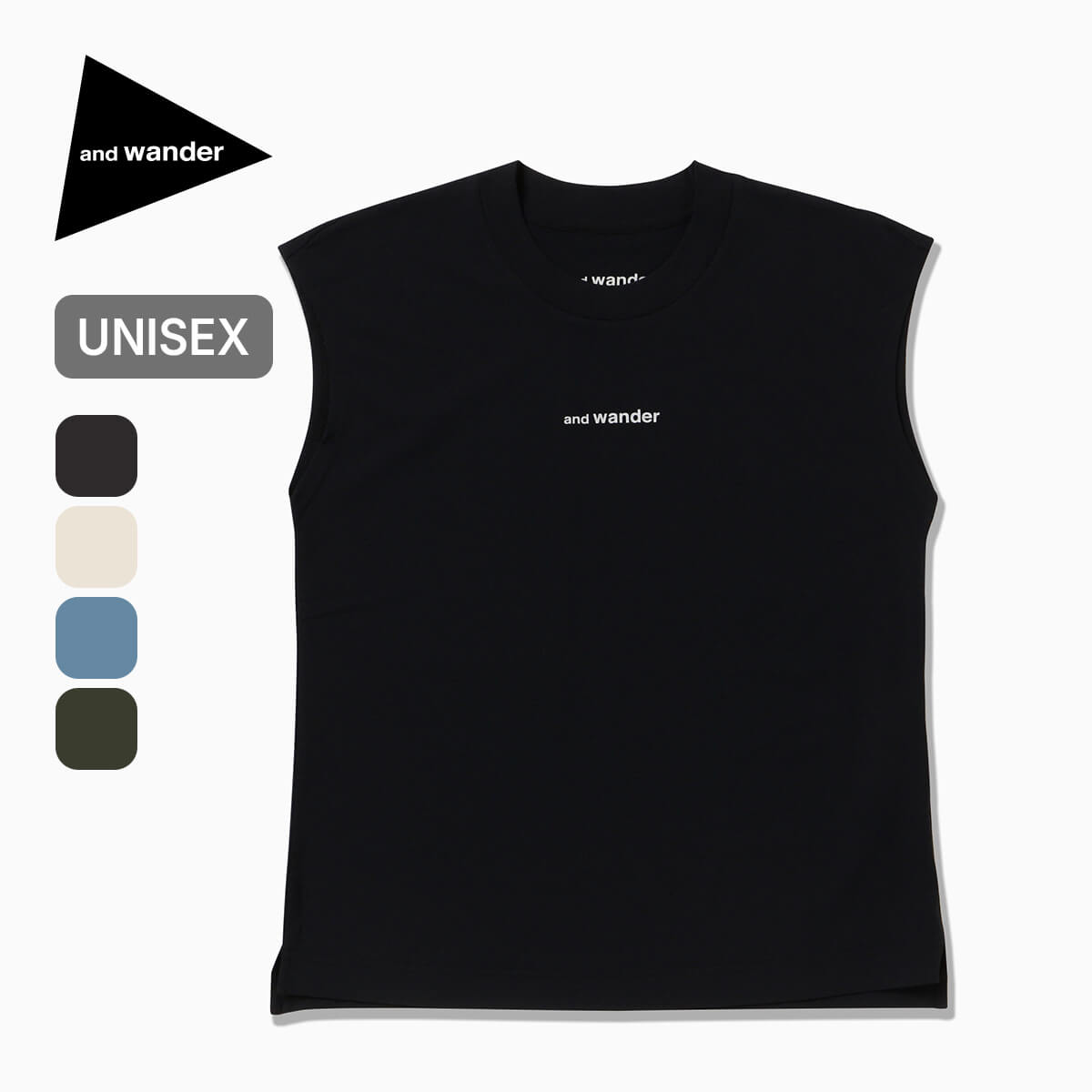 and wander アンドワンダー ドライメッシュタンクトップ