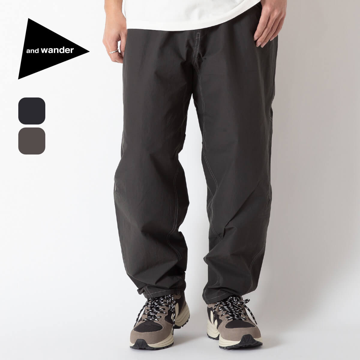 and wander アンドワンダー オットマンクロスワイドパンツ