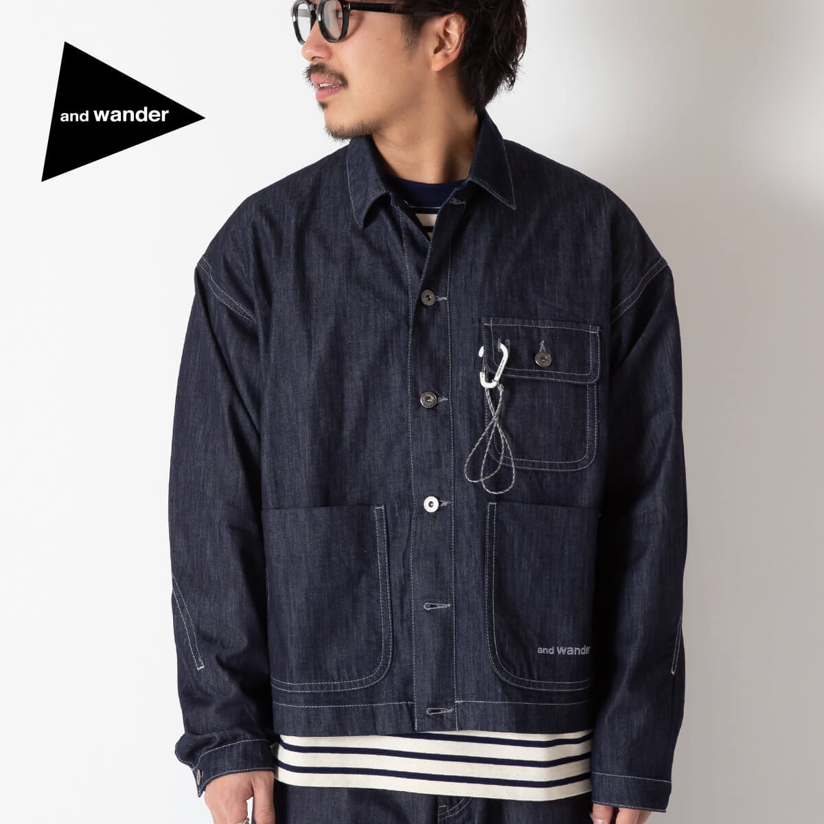 and wander アンドワンダー ドライイージーデニムシャツジャケット