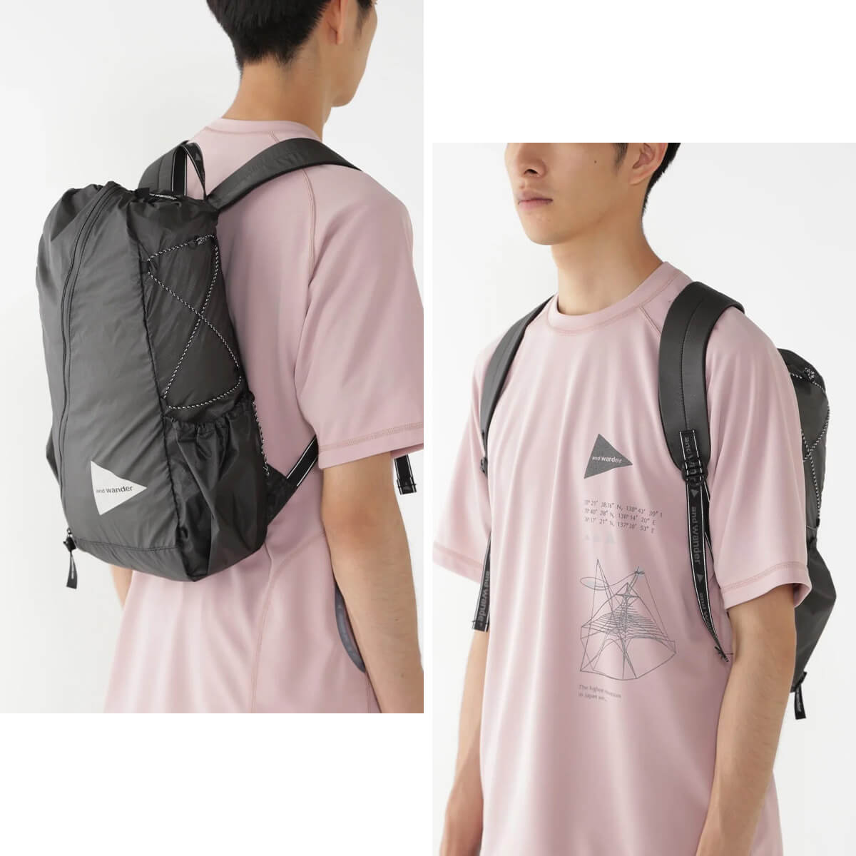 and wander アンドワンダー シルデイパック(ブラック): SUNDAY