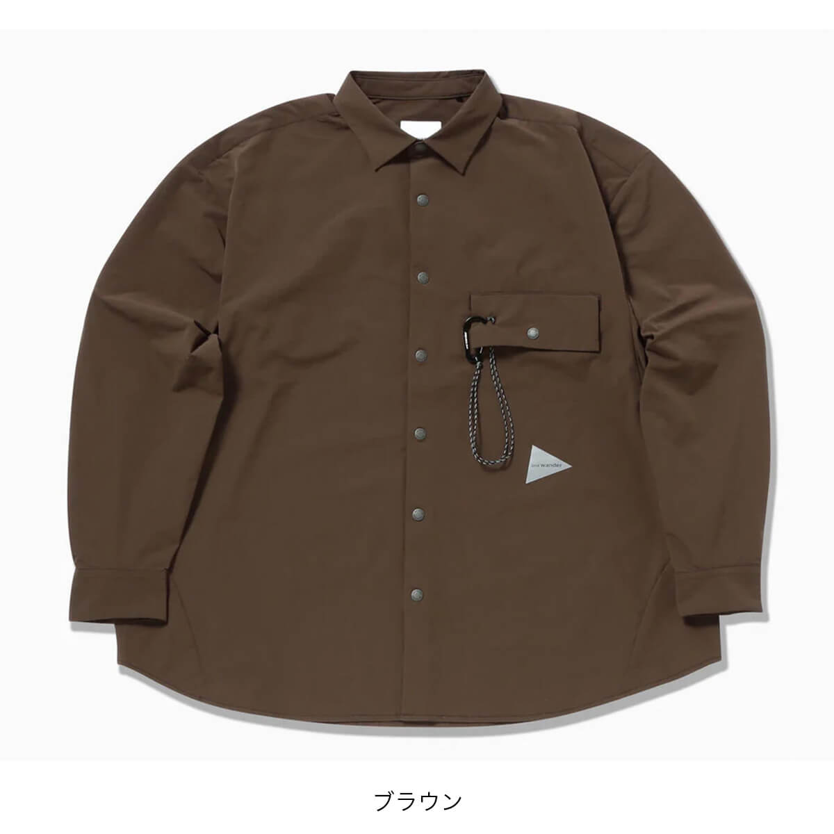 and wander アンドワンダー ライトダブルクロスシャツ(WM ブラック