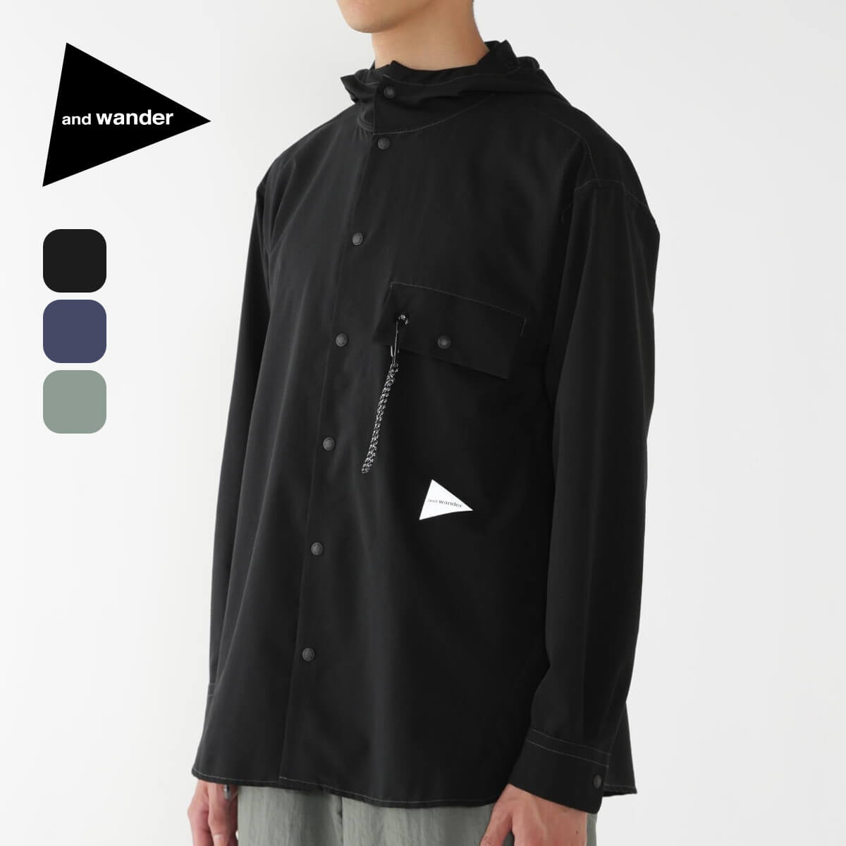 and wander アンドワンダー ドライブリーザブルフーディ