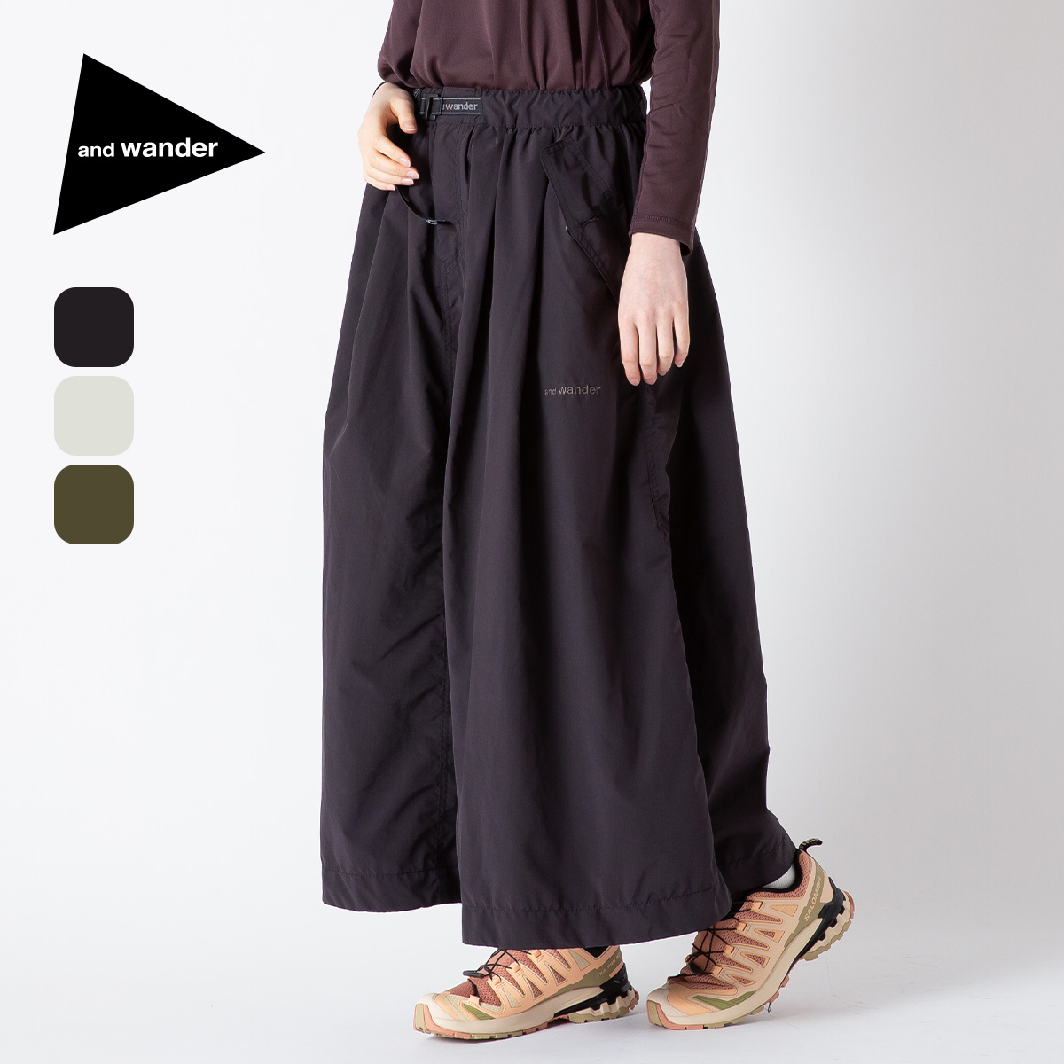 and wander アンドワンダー オーバーサイズカーゴスカート【ウィメンズ】