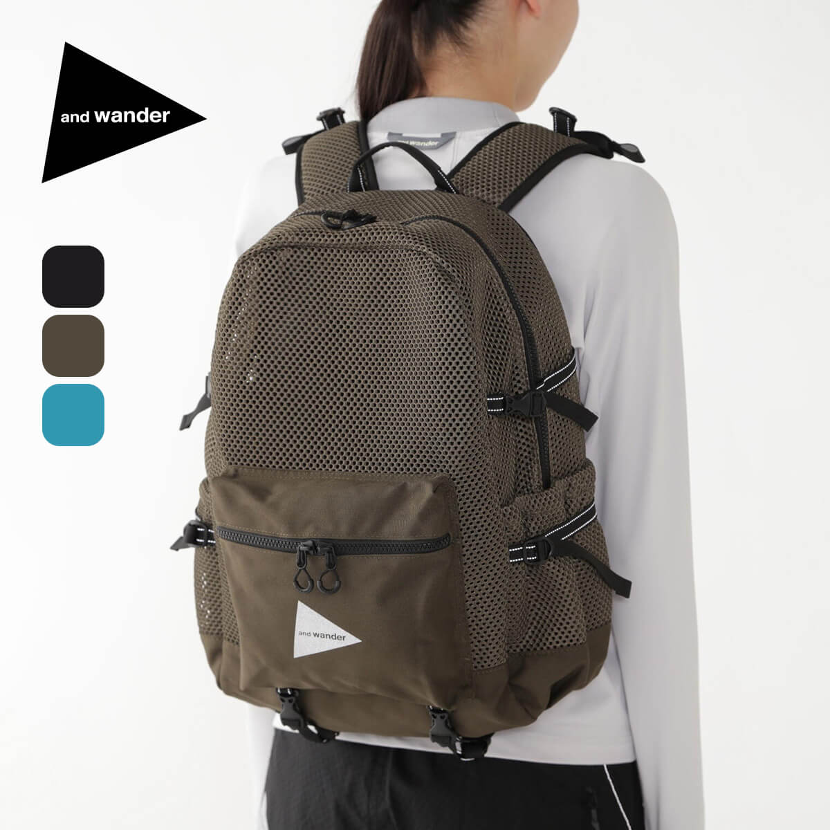 and wander アンドワンダー 3Dメッシュバックパック