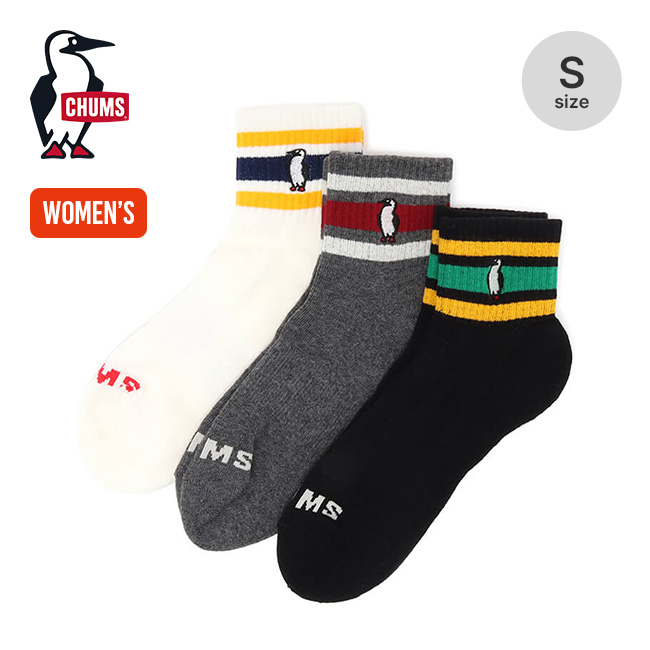 CHUMS チャムス 3Pボーダークルーソックス