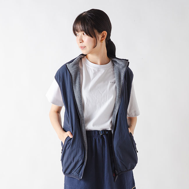 GRAMICCI グラミチ リバーシブルフリースベスト(XS ヘザーチャコール