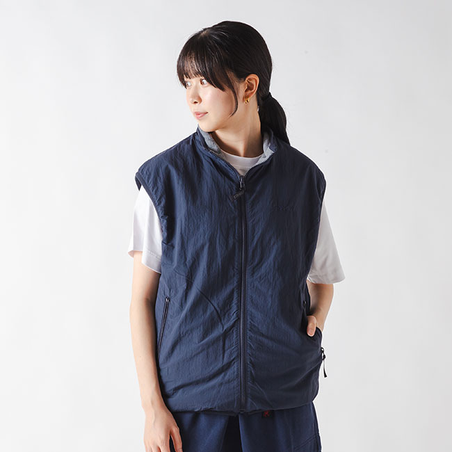 GRAMICCI グラミチ リバーシブルフリースベスト(XS ヘザーチャコール