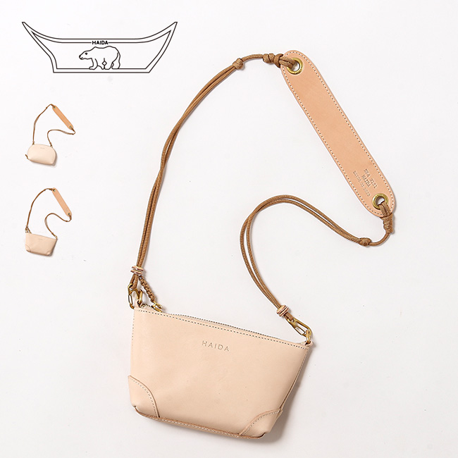 HAIDA ハイダ タン レザーショルダーポーチウィズストラップ