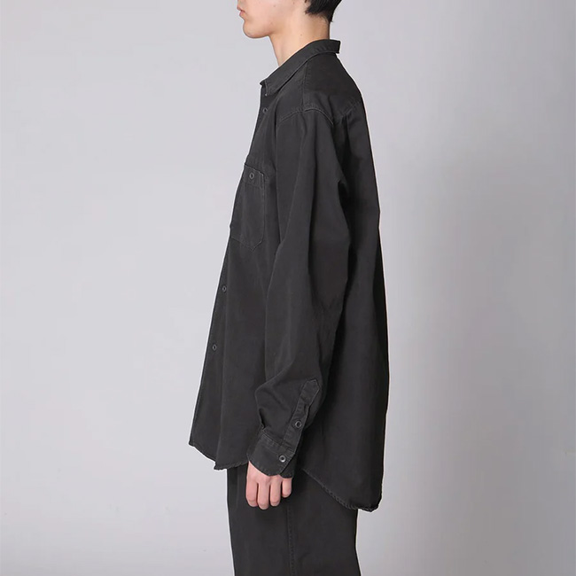 hobo ホーボー L/Sシャツコットンウェザークロス オーバーダイド(M 