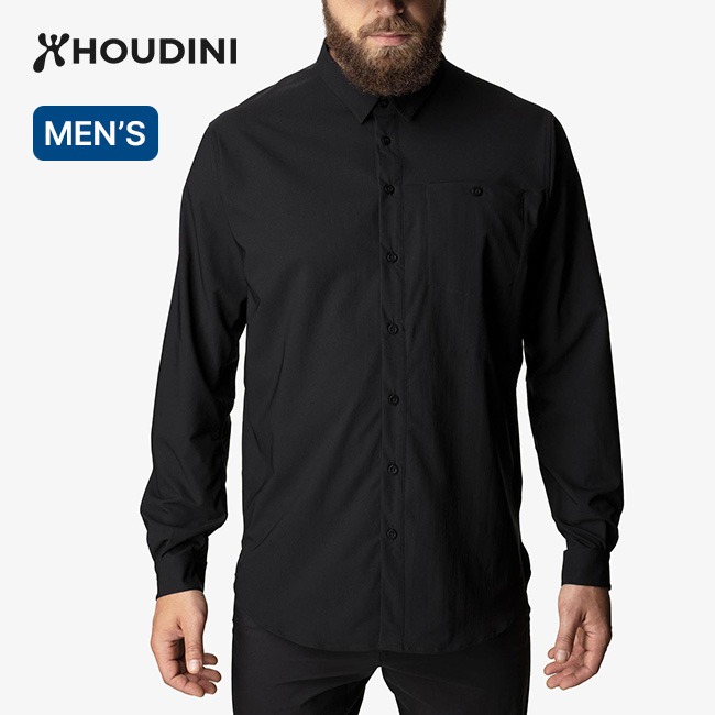 【美品】フーディニ メンズ ロングスリーブ シャツ（S） HOUDINI フーディニ ロングスリーブシャツ メンズ(S トゥルーブラック