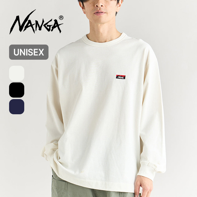 NANGA ナンガ エコハイブリッドボックスロゴエンブロイダリーL/S TEE