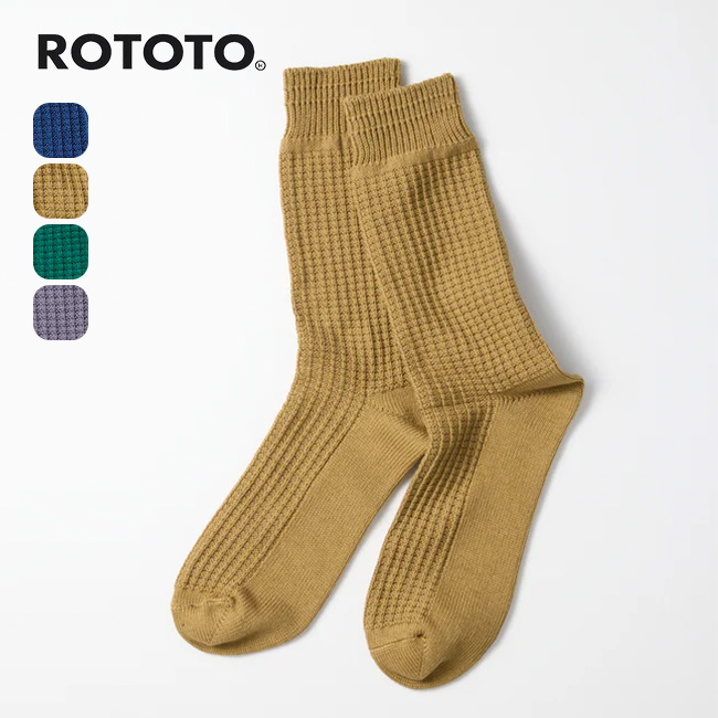 ROTOTO ロトト コットンワッフルクルーソックス
