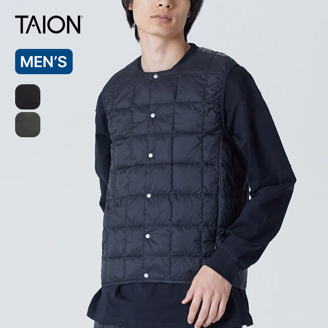 TAION タイオン ベーシッククルーネックボタンダウンベスト メンズ